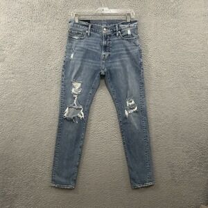 Abercrombie Fitch Jeans Mens 30x32 Blue Denim Skinny Stretch Light Wash Adult